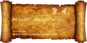 Mitró Adrián névjegykártya